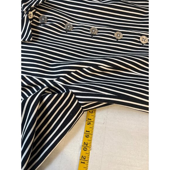 Chaps Jacket Blazer 3/4 Sleeve Spit Cuff Black White Stripe Button Jacket Small - Picture 4 of 6